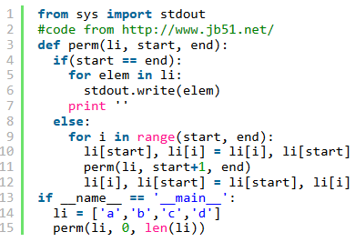  python 回溯法實現(xiàn)數(shù)組全排列輸出實例分析